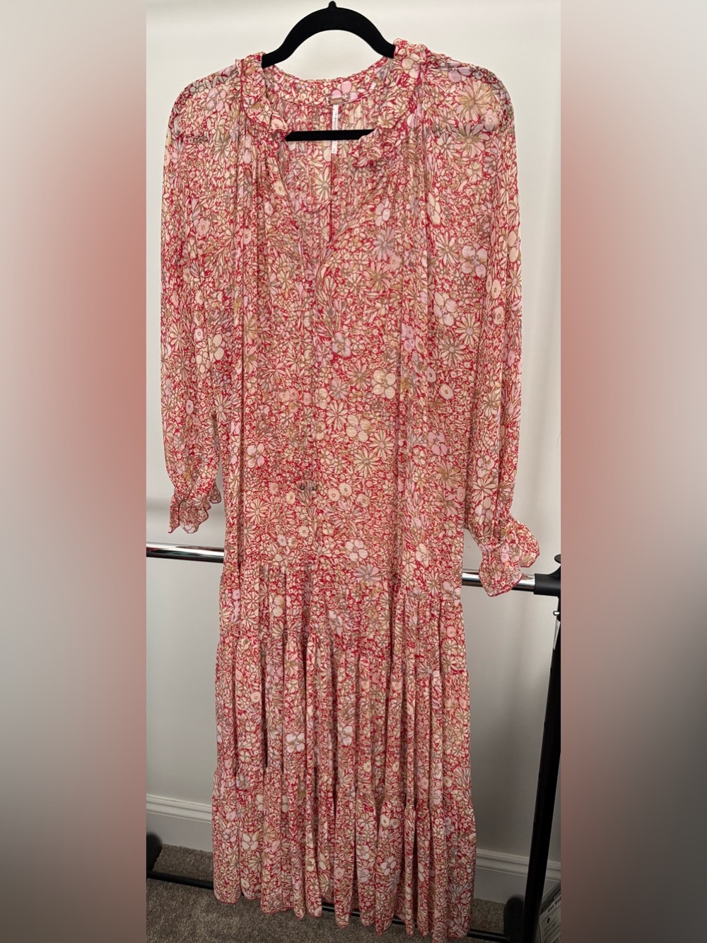 Free People Feeling Groovy Floral Maxi Dress in Red Floral Boho Small